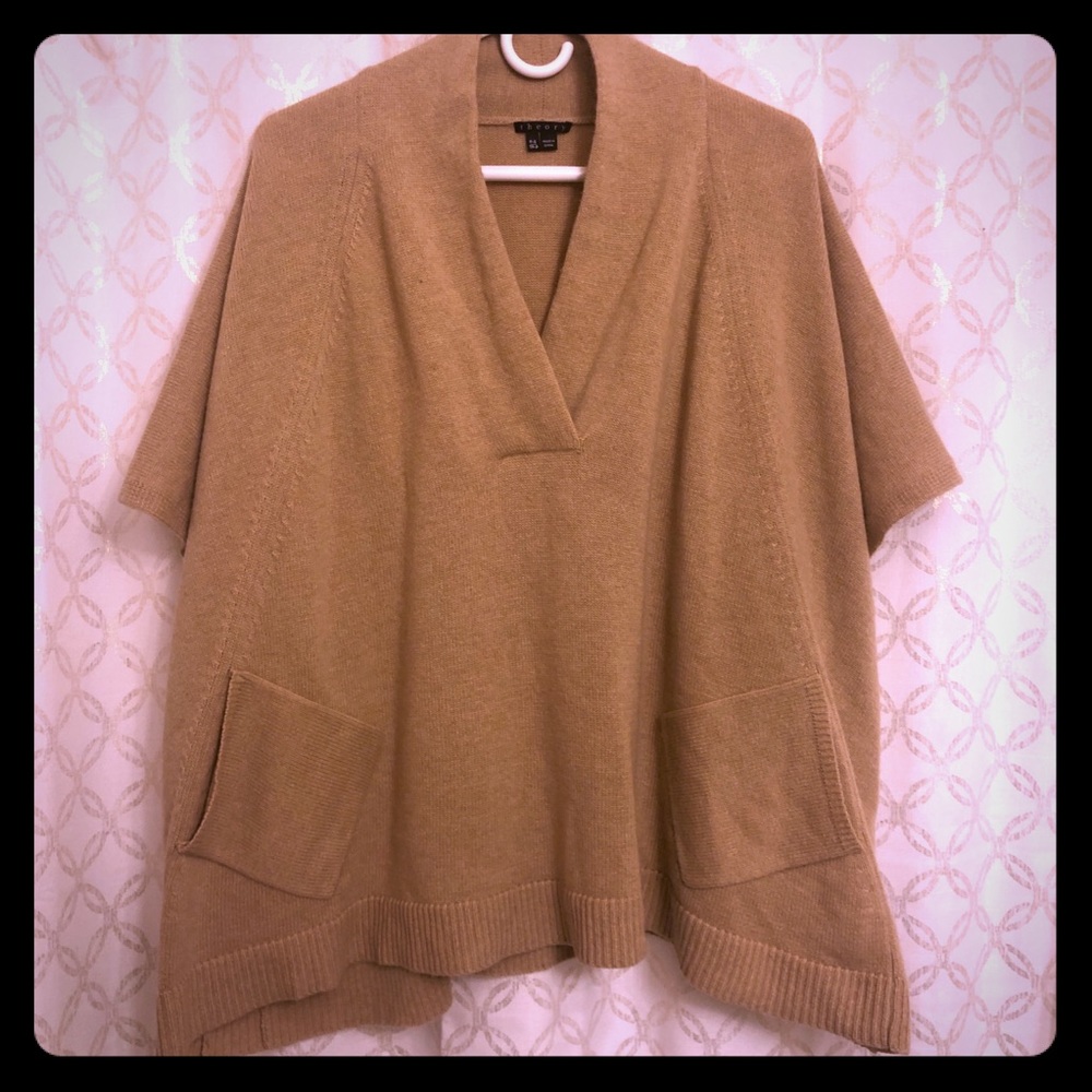 Theory Sylvine camel cashmere cape sweater